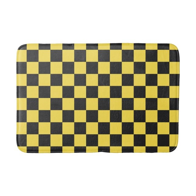 Alfombrilla De Baño Yellow and black checkerboard pattern (Anverso)