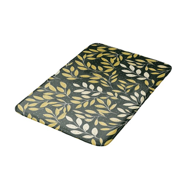 Alfombrilla De Baño Yellow and Cream Leafy Branches Pattern  (Angular)