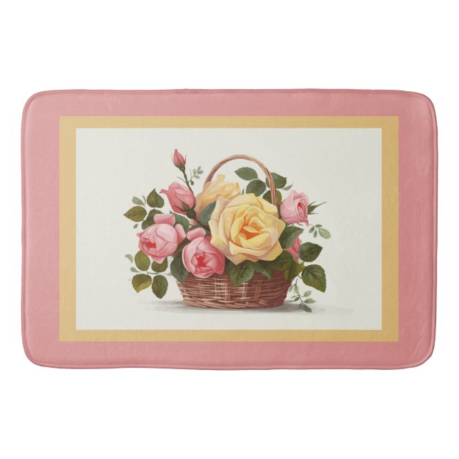 Alfombrilla De Baño Yellow And Pink Roses Bath Mat (Anverso)