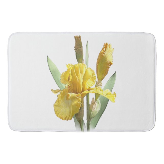 Alfombrilla De Baño Yellow Bearded Iris Flower Botanical Design (Anverso)