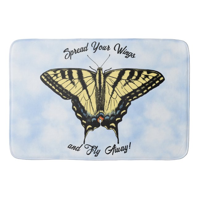 Alfombrilla De Baño Yellow Swallowtail Butterfly Blue Sky Personalized (Anverso)