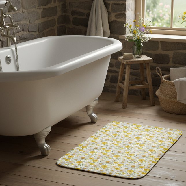 Alfombrilla De Baño Yellow Watercolor Wildflower Pattern  (Subido por el creador)