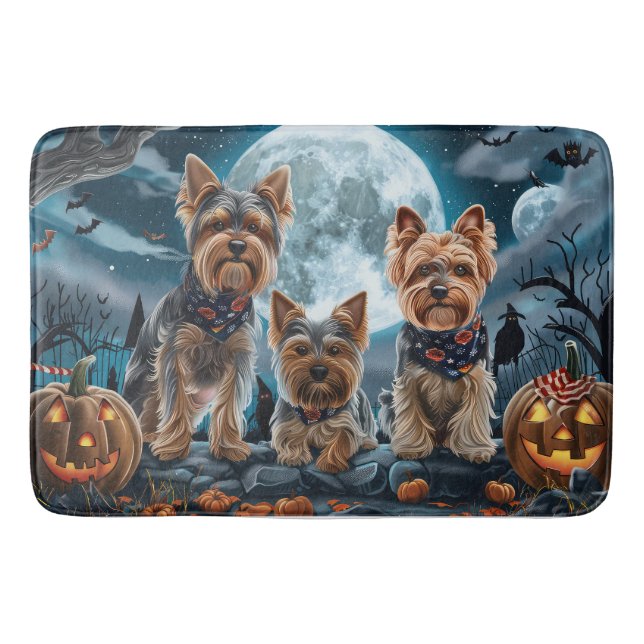 Alfombrilla De Baño Yorkshire Terrier Halloween Spooky (Anverso)