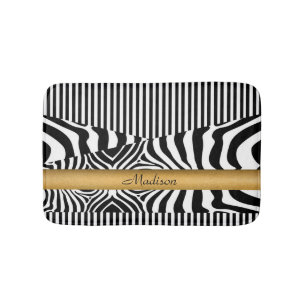 Alfombrilla De Baño Zebra y rayas nombradas