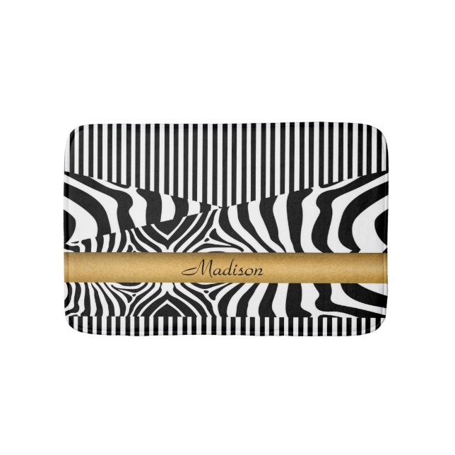 Alfombrilla De Baño Zebra y rayas nombradas (Anverso)