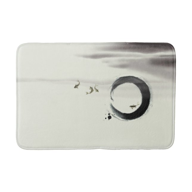 Alfombrilla De Baño Zen Circle Enso Koi Pintura de arte (Anverso)