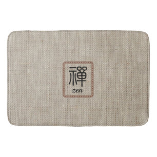 Alfombrilla De Baño Zen faux burlap impresión moda simple bata beige