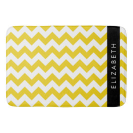 Alfombrilla De Baño Zigzag Amarillo, Chevron Amarillo, Tu Nombre