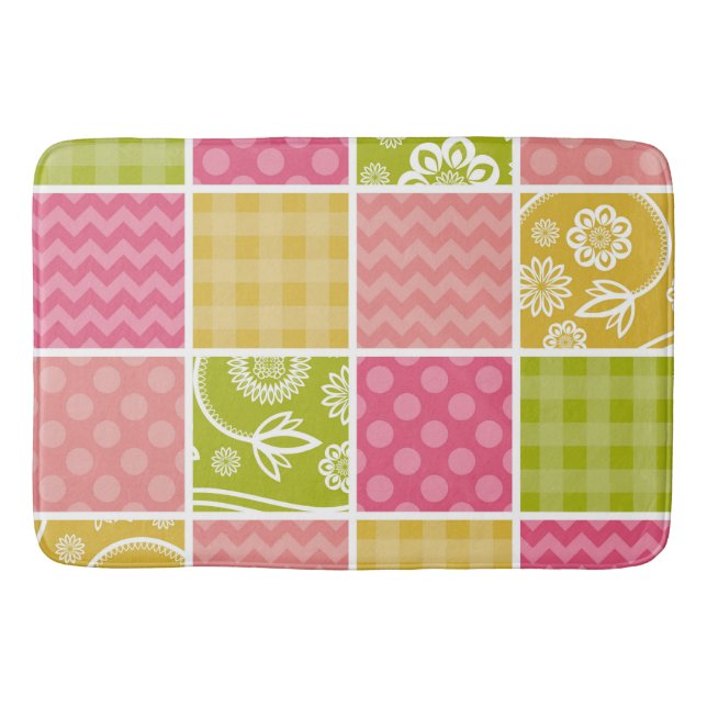 Alfombrilla De Baño Zigzag, Chevron, Polka Dots, Gingham, Patchwork (Anverso)