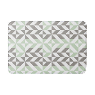 Alfombrilla De Baño ZigZag geométrico verde sabio y plateado