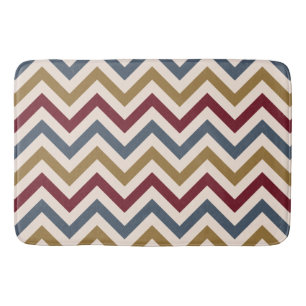 Alfombrilla De Baño Zigzag Repetir Ptn Oro Rojo y Azul en Crema