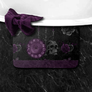 Alfombrilla De Baño Zodiac Magic Rosas de cráneo gótico de ciruela m