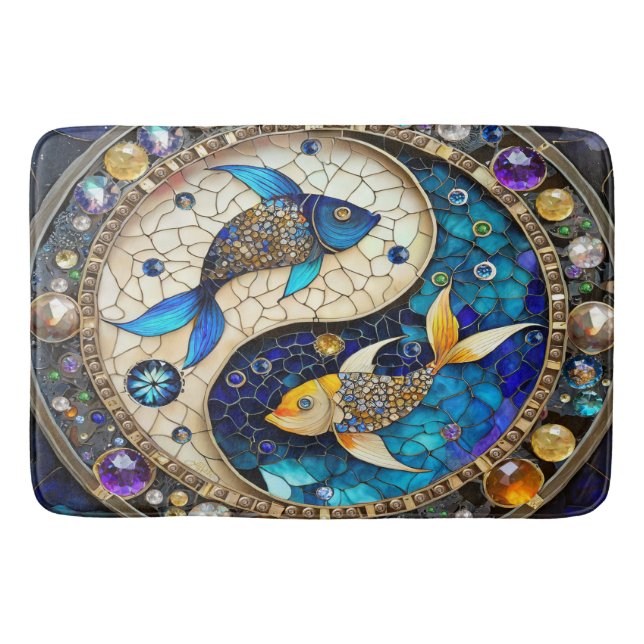 Alfombrilla De Baño Zodiac - Pisces Fish Yin y Yang (Anverso)