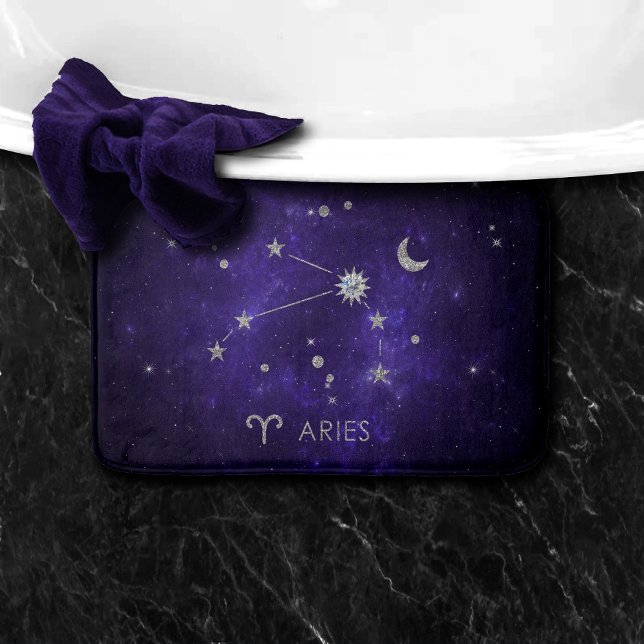Alfombrilla De Baño Zodiac Purple Aries | Horoscopio Astrológico Cósmi (Subido por el creador)
