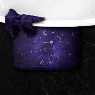 Alfombrilla De Baño Zodiac Purple Leo   Horoscopio Astrológico Cósmico