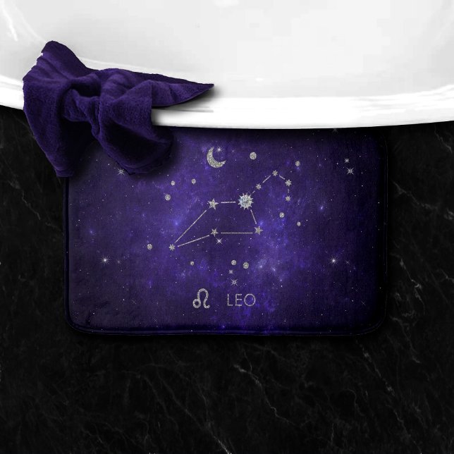 Alfombrilla De Baño Zodiac Purple Leo | Horoscopio Astrológico Cósmico (Subido por el creador)