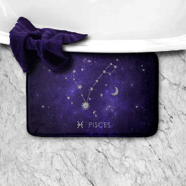 Alfombrilla De Baño Zodiac Purple Pisces | Horoscopio Astrológico Cósm
