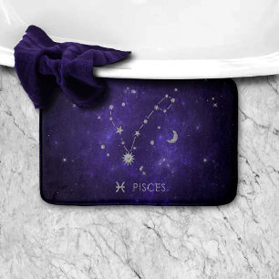 Alfombrilla De Baño Zodiac Purple Pisces   Horoscopio Astrológico Cósm