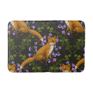 Alfombrilla De Baño Zorro, flores de vientre y hiedra, verde, naranja 