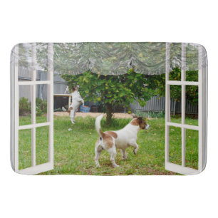 Alfombrilla De Baño Zorro Terriers Explorando El Jardín,