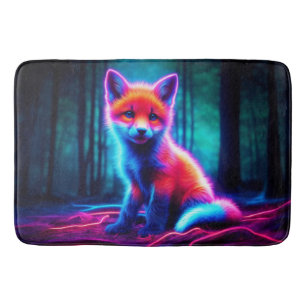 Alfombrilla De Baño Zorro vibrante de ensueño con tonos de color eléct