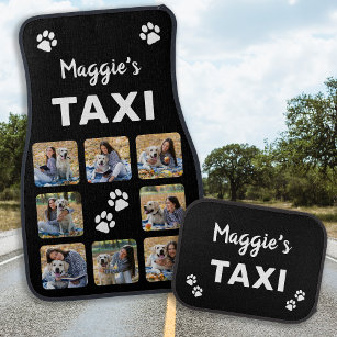 Alfombrilla De Coche Collage de fotos de taxi de perro amante de mascot