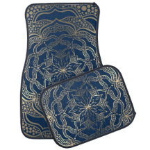 Elegante Mandala Art Boho Gold y Marina Blue Luxur