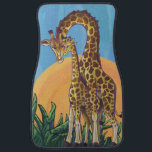 Alfombrilla De Coche Giraffe Mama y Baby<br><div class="desc">Arte de Giraffe Mama y Baby creado por Imagine That! El diseño de electrónica, accesorios y regalos es una escena caprichosa de una madre y una jirafa de bebé parados contra un sol abrasador y un cielo azul texturado acurrucado junto con el cuello de la mamá ondeado para que ella...</div>