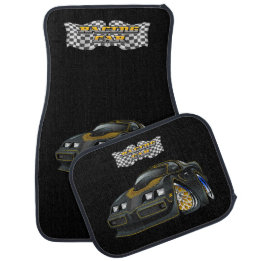 Alfombrilla De Coche Ilustración de dibujos animados de Muscle Car negr