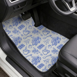 Alfombrilla De Coche Modern Blue Toile Cacao and Chocolate Pattern