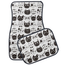 Monograma de gato negro y blanco