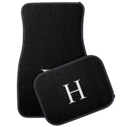 Alfombrilla De Coche Monograma Elegante Negro Personalizado