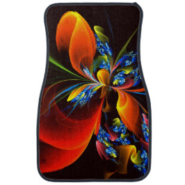 Alfombrilla De Coche Naranja azul Floral Moderno Resumen Patrón de arte