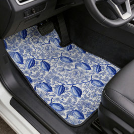 Alfombrilla De Coche Patrón Botánico Chic de Toile Azul Único