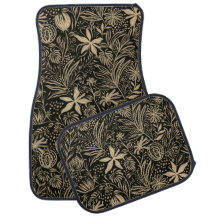 Patrón floral perezoso en oro sobre negro