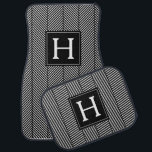 Alfombrilla De Coche Patrón Herringbone monogramado<br><div class="desc">El diseño monogramado de personalizado presenta un patrón de herringbone fresco y moderno.</div>