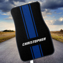 Personalizado Blue Black Carreras Stripes Monogram