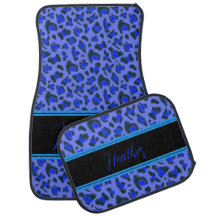 Personalizar Brillo Azul Animal de Cuero de Leopar