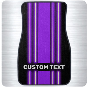 Alfombrilla De Coche Personalized NAME Purple Neon Style Racing Stripes