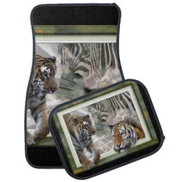 Alfombrilla De Coche Tigres, cebra, jirafa, jungla primitiva