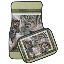 Alfombrilla De Coche Tigres, cebra, jirafa, jungla primitiva