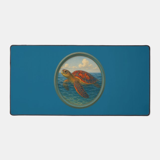 Alfombrilla de escritorio azul océano tortuga mari (Anverso)