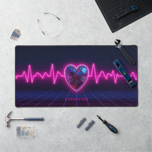 Alfombrilla de escritorio con corazón cibernético 