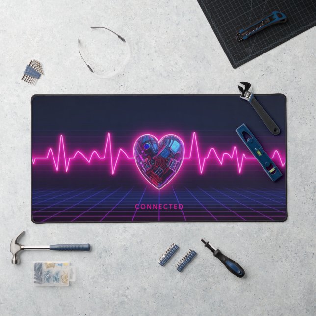 Alfombrilla de escritorio con corazón cibernético  (Puesto de trabajo)