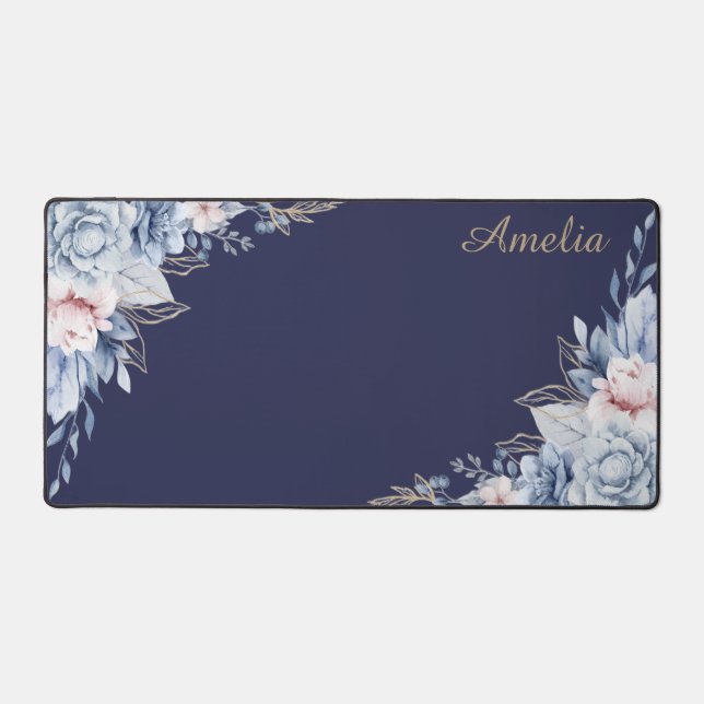 Alfombrilla de escritorio con flores personalizada (Anverso)
