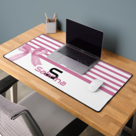 Alfombrilla de escritorio con lazos rosados y raya