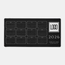Alfombrilla de escritorio de calendario negro 2026