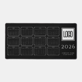 Alfombrilla de escritorio de calendario negro 2026