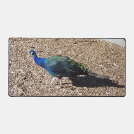 Alfombrilla de escritorio de pavo real azul indio