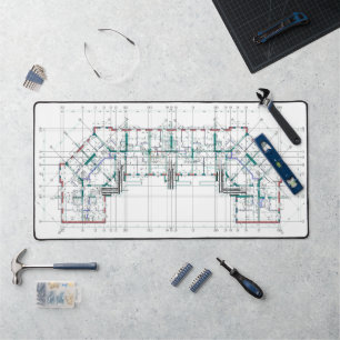 Alfombrilla de escritorio de plano blueprint elega